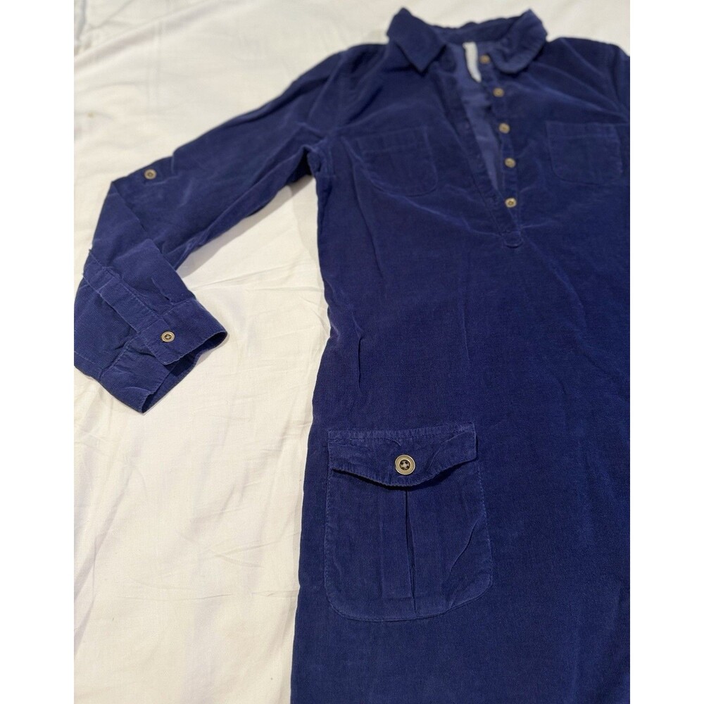 Vtg old navy Corduroy Shirt Dress S Blue Button Tab Long Sleeve Indie Grunge Y2K - Picture 4 of 16